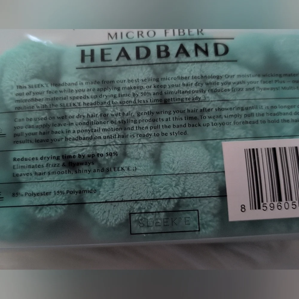 Sleek'e Turquoise Micro Fiber Bow Headband